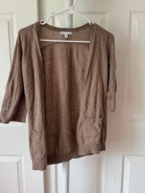 Gap Brown Open Front Lightweight Cardigan Pockets Small